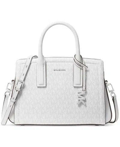 Michael Kors Laila Small Signature Logo Satchel Handbag In White