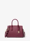 Michael Kors Laila Small Signature Logo Satchel In Burgundy