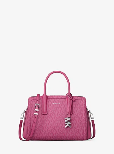 Michael Kors Laila Small Signature Logo Satchel In Pink