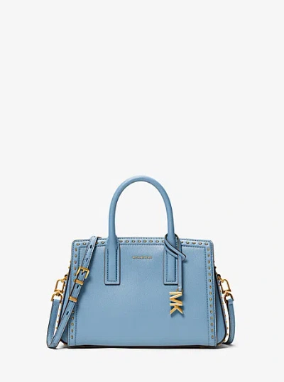 Michael Kors Laila Small Studded Leather Satchel In Blue