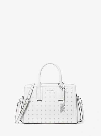 Michael Kors Laila Small Studded Leather Satchel In White