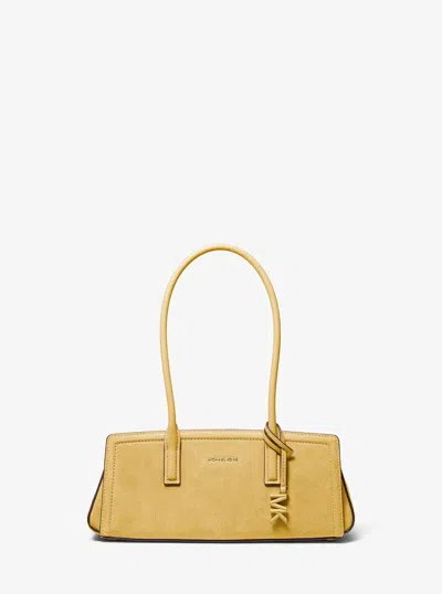 Michael Kors Laila Small East West Suede Shoulder Tote In Brown