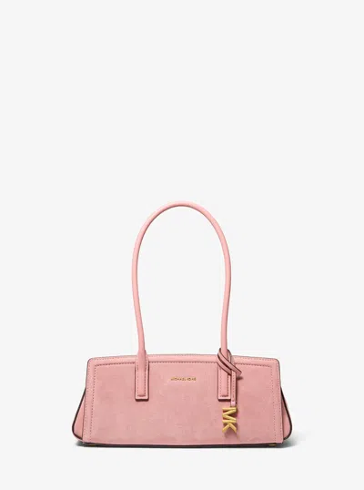 Michael Kors Laila Small Suede Shoulder Bag In Pink