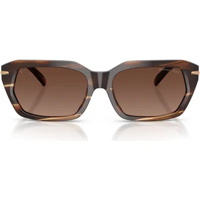 Michael Kors Lake Tahoe 54mm Gradient Polarized Rectangular Sunglasses In Brown