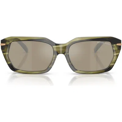 Michael Kors Lake Tahoe 54mm Mirrored Rectangular Sunglasses In Black