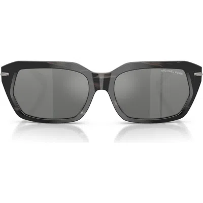 Michael Kors Lake Tahoe 54mm Mirrored Rectangular Sunglasses In Brown