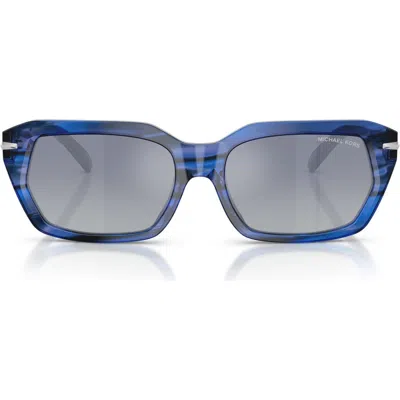 Michael Kors Lake Tahoe 54mm Mirrored Rectangular Sunglasses In Blue