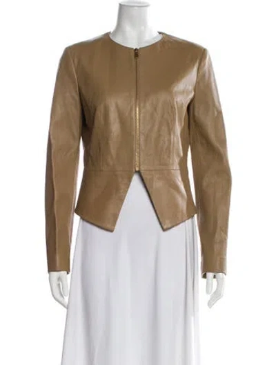 Pre-owned Michael Kors Lamb Leather Evening Jacket In Brown