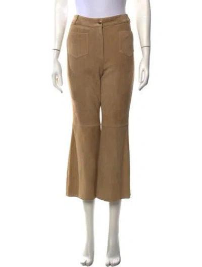 Pre-owned Michael Kors Lamb Leather Flared Pants W/ Tags In Neutrals