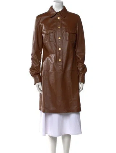 Pre-owned Michael Kors Lamb Leather Mini Dress In Brown