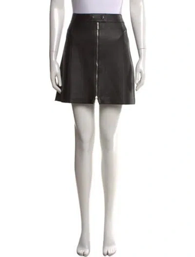 Pre-owned Michael Kors Lamb Leather Mini Skirt In Black