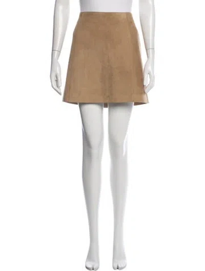Pre-owned Michael Kors Lamb Leather Mini Skirt In Brown