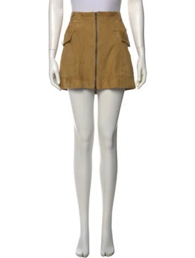 Pre-owned Michael Kors Lamb Leather Mini Skirt In Neutral
