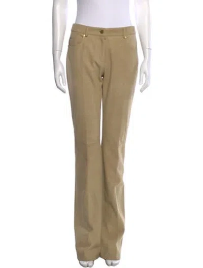 Pre-owned Michael Kors Lamb Leather Straight Leg Pants In Neutral