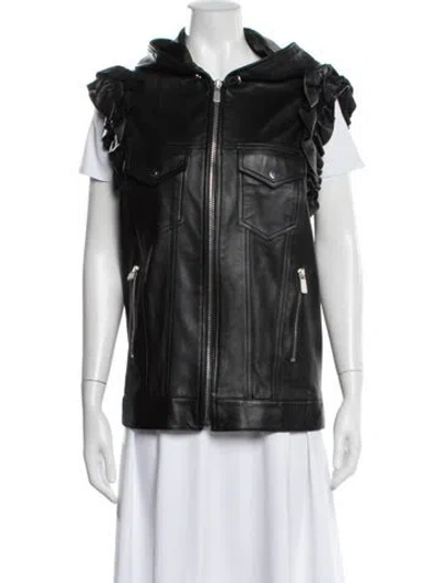 Pre-owned Michael Kors Lamb Leather Vest In Black