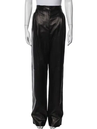Pre-owned Michael Kors Lamb Leather Wide Leg Pants In Black