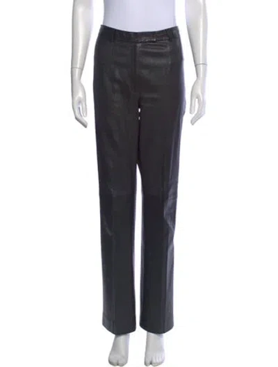 Pre-owned Michael Kors Lambskin Straight Leg Pants In Gray