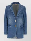 Michael Kors Lapel Blazer With Buttoned Pockets In Blue