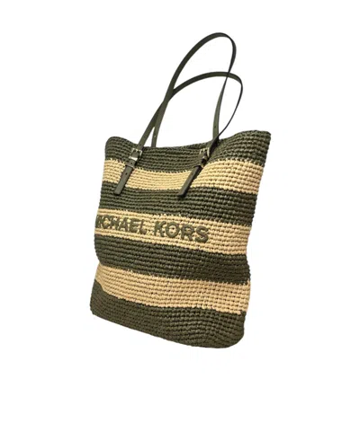 Michael Kors Large Bag With Woven Texture In Green