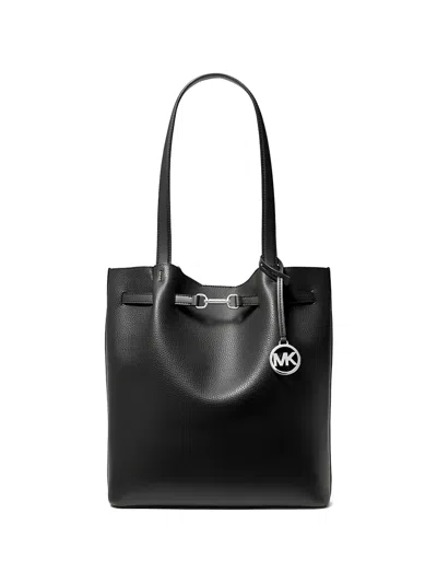 Michael Kors Large Carson Leather Tote Bag In Black