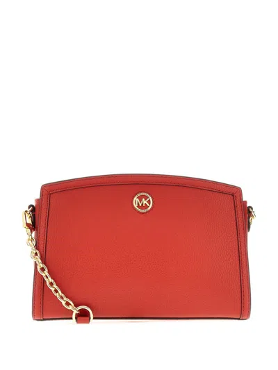 Michael Kors Large Chantal Leather Crossbody Bag In Red