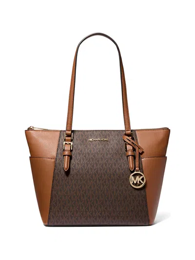Michael Kors Large Charlotte Monogram-print Tote Bag In Brown