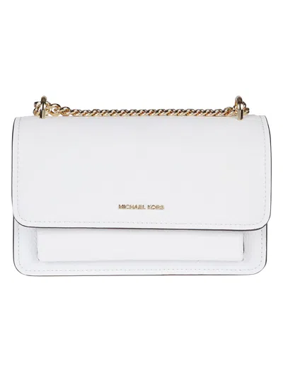 Michael Kors Large Claire Shoulder Bag In Optic White