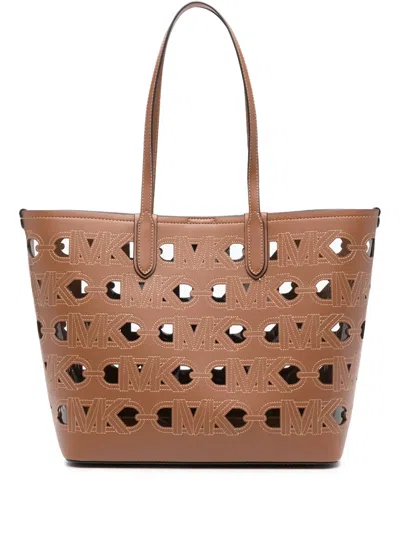 Michael Kors Large Eliza Leather Tote Bag In Brown