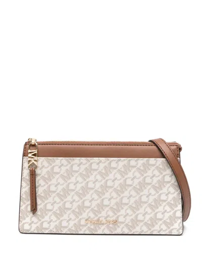 Michael Kors Monogram-pattern Leather Crossboby Bag In Nude
