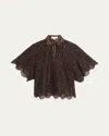 Michael Kors Collection Floral Lace Button-up Shirt In Brown