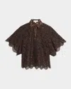 Michael Kors Collection Floral Lace Button-up Shirt In Brown