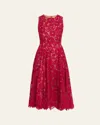 Michael Kors Floral Lace Dress In Raspberry