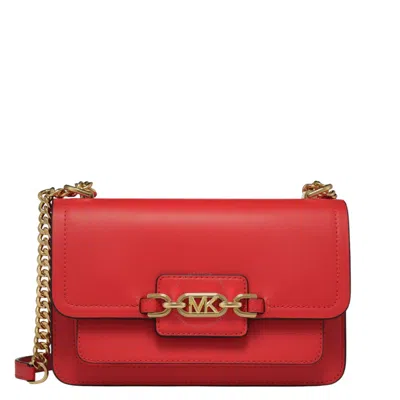 Michael Kors Large Heather Leather Shoulder Bag In Red