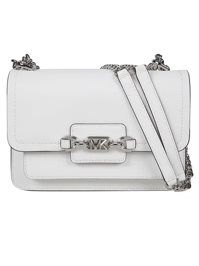 Michael Kors Large Heather Shoulder Bag In Optic White