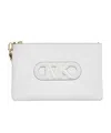 Michael Kors Large Jet Set Leather Clutch Bag In White