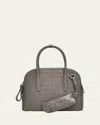 Michael Kors Large Kaitlin Croc-embossed Leather Top-handle Bag In Gray