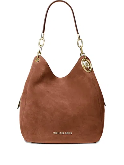 Michael Kors Large Lillie Suede Chain Shoulder Bag In Brown