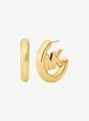 Michael Kors Large Logo Charm Hoop Earrings In Gold