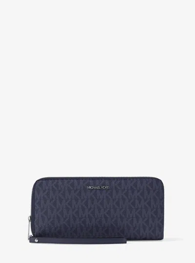 Michael Kors Large Logo Continental Wallet In Blue