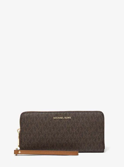 Michael Kors Large Logo Continental Wallet In Brown
