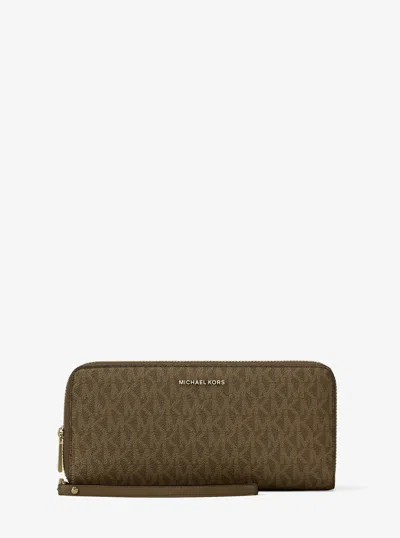 Michael Kors Large Logo Continental Wallet In Brown