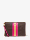 Michael Kors Large Logo Stripe Zip Pouch In Multi