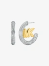 Michael Kors Gold-tone Logo Hoop Earrings In Silver