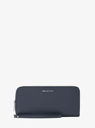 Michael Kors Large Pebbled Leather Continental Wallet In Blue