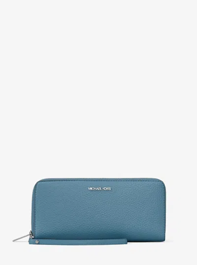 Michael Kors Large Pebbled Leather Continental Wallet In Blue