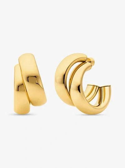 Michael Kors Large Precious Metal-plated Brass Double Hoop Earrings In Gold