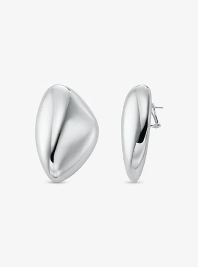 Michael Kors Large Precious Metal-plated Brass Pebble Earring In Silver