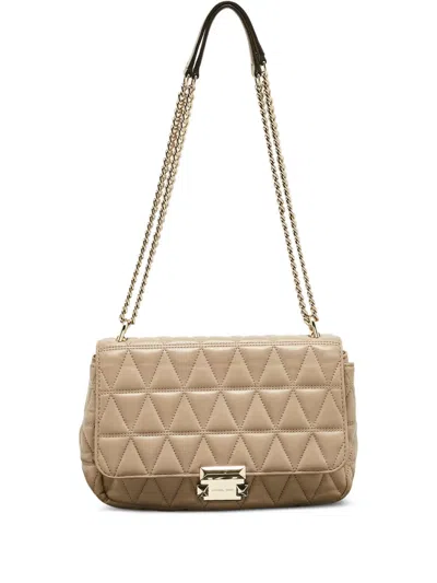 Pre-owned Michael Kors Large Quilted Chain-strap Shoulder Bag In Neutral