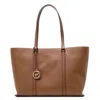 Michael Kors Temple Large Leather Tote In Brown