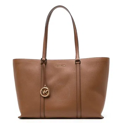 Michael Kors Temple Large Leather Tote In Brown